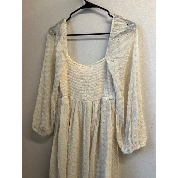 NWT BOHO eyelet Ivory Free People Malina Maxi Dress Size Large $198 MSRP - Picture 1 of 11